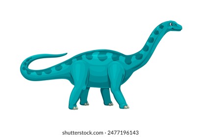 Cartoon datousaurus dinosaur character of prehistoric forest animal. Funny blue dino vector personage of jurassic period jungle giant lizard. Ancient sauropod dinosaur, prehistoric herbivore animal