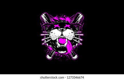Cartoon Dead Cat T-shirt Design Illustration