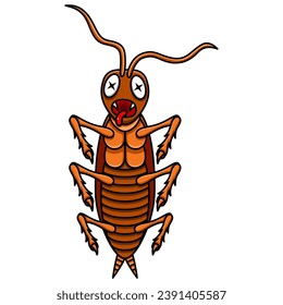 Cartoon Dead Cockroach isolated on white background