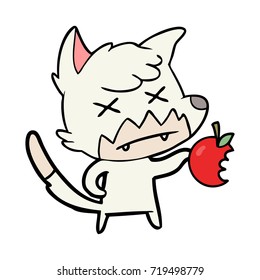 cartoon dead fox with apple