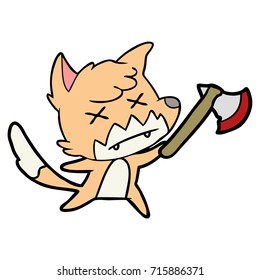 cartoon dead fox with axe