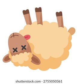 Cartoon dead sheep vector icon isolated on white background for web design perfect for farming livestock countryside and animal concept graphics