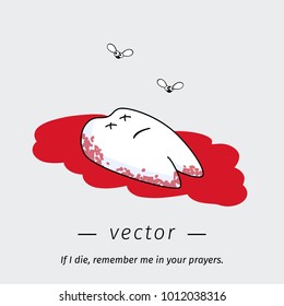 Cartoon dead tooth in the blood. Vector design for stomatology, dentists or medicine