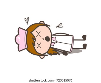 Cartoon Dead Waitress Body Vector
