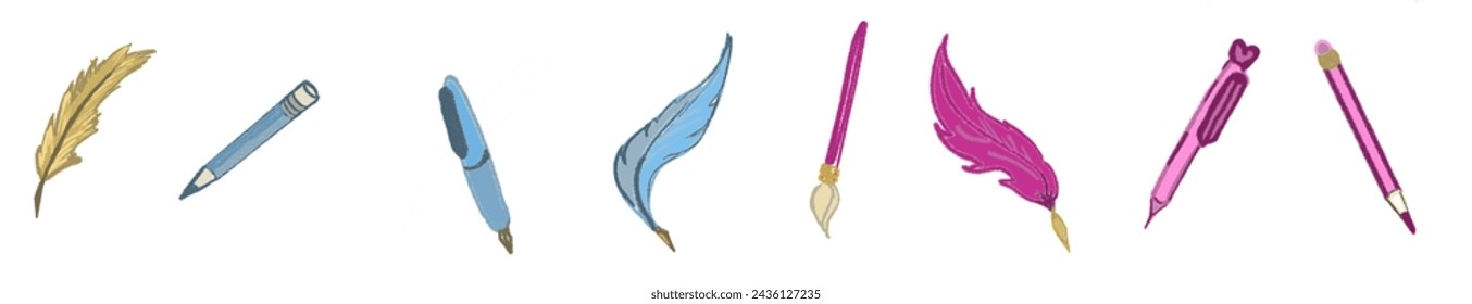Cartoon decorated stationery such as books, pencils, paper