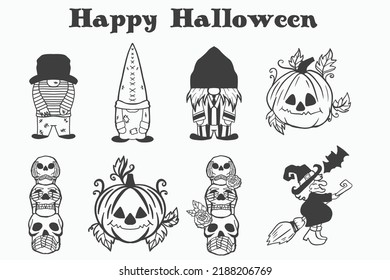 Cartoon Decoration, Halloween, Fun, Ghost, Witch, Illustration, Vector