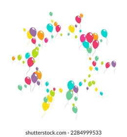 Cartoon Decoration Inflatable Ball Vector  White Background. Design Balloon Design. Bright Birthday Wallpaper. Cute Joy Baloon Frame.