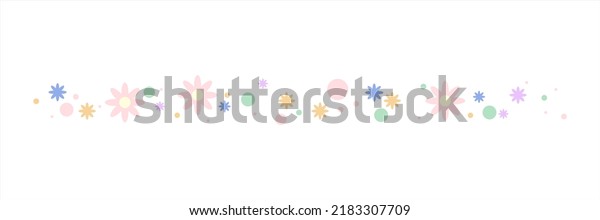 Cartoon decorative border. Floral pattern divider.\
Isolated by white background, flat design, vector, illustration,\
EPS10