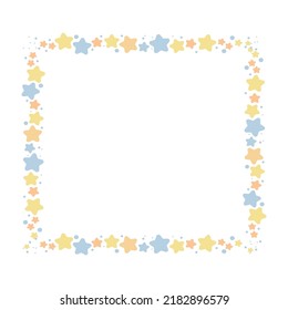 Cartoon decorative border frame. Blank empty border with star pattern decoration. Isolated by white background, flat design, vector, illustration, EPS10