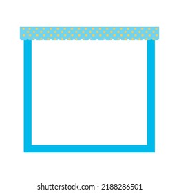 Cartoon decorative border frame. Blank empty border with fold top decoration. Isolated by white background, flat design, vector, illustration, EPS10