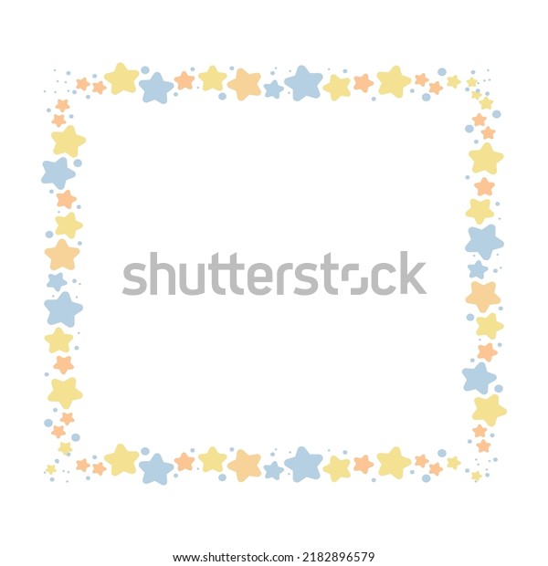 Cartoon decorative border frame.\
Blank empty border with star pattern decoration. Isolated by white\
background, flat design, vector, illustration,\
EPS10
