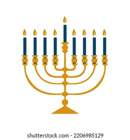 Cartoon decorative elements of Jewish holiday Hanukkah set. Colorful Menorah candles, David star, and flying dove vector flat illustration collection. Various objects of Jewish festival concept