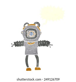 Cartoon Tiefseetaucher mit Sprachblase
