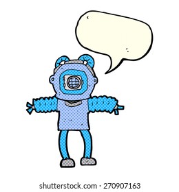 cartoon deep sea diver with speech bubble