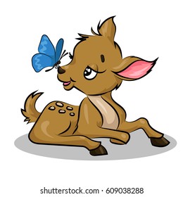 cartoon deer with butterfly