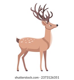 Cartoon deer character. Cute forest animal. Isolated on white background. Flat cartoon vector illustration. Nursery room decoration element, card or poster.