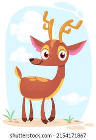 Cartoon deer character illustration. Vector design isolated