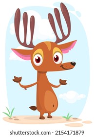 Cartoon deer character illustration. Vector design isolated