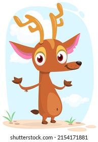 Cartoon deer character illustration. Vector design isolated