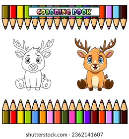 Cartoon deer for coloring book