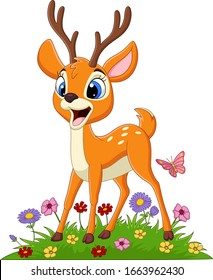 Cartoon deer in the grass