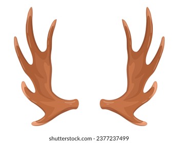 Cartoon deer horns. Wild animal horn, reindeer antlers, hunting trophy flat vector illustration. Animal horns