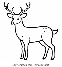 A cartoon of a deer illustration features a whimsical, playful depiction of a deer, often with exaggerated features like large, expressive eyes and a cute, friendly expression.