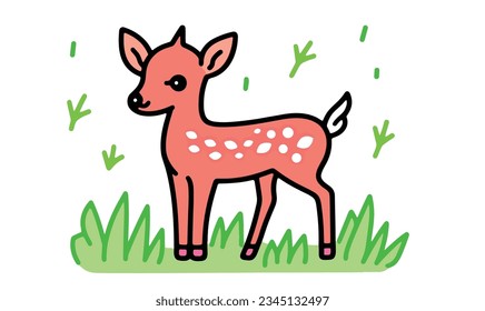 Cartoon Deer and Joyful Meadow: Creative Realm of Children's Art