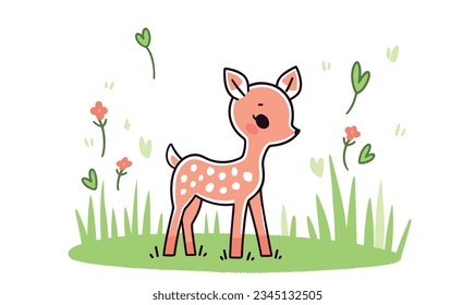 Cartoon Deer y Joyful Meadow: El reino creativo del arte infantil