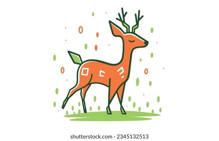 Cartoon Deer and Joyful Meadow: Creative Realm of Children's Art