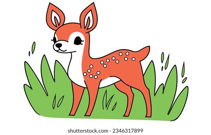 Cartoon Deer und Joyful Meadow: Kreatives Reich der Kinderkunst