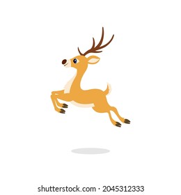 cartoon deer jump vector illustration for christmas background