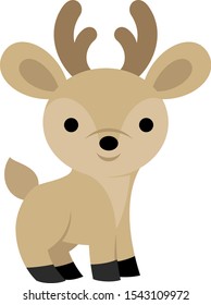Cartoon deer kawaii vector flat illustration.