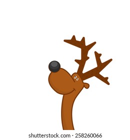 Cartoon deer looking up on a white background