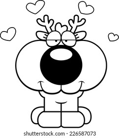 A cartoon deer with an in love expression.
