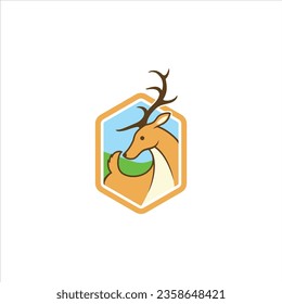 Cartoon Deer on a Badge Logo Design