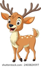 Cartoon deer on white background