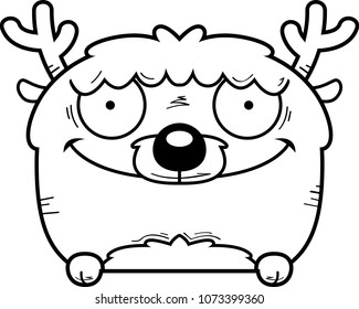 A cartoon deer peeking over an object.