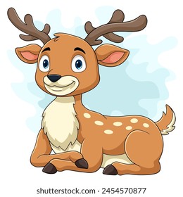 Cartoon deer sitting on white background