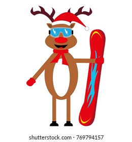 cartoon deer snowboarder