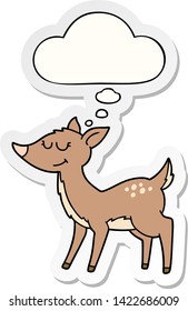 cartoon deer with thought bubble as a printed sticker
