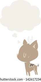 cartoon deer with thought bubble in retro style