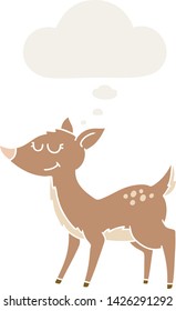 cartoon deer with thought bubble in retro style