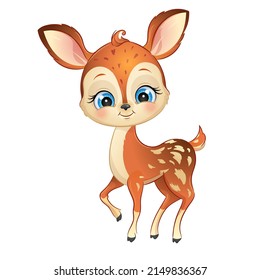 Cartoon Deer Vector Illustration. Cute Forest Animal Isolated On White Background.