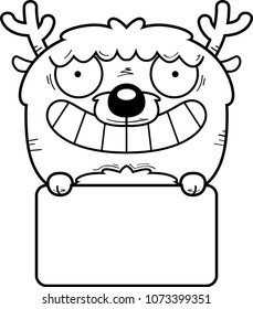A cartoon deer with a white sign.