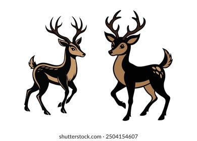 Cartoon deer wild animal forest vector