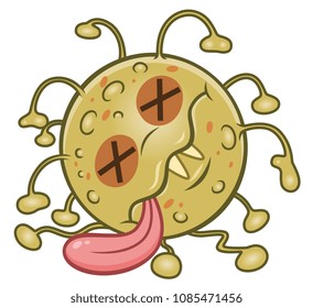 Cartoon defeated virus. Cartoon pest series.