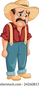 Cartoon of a dejected cowboy looking down