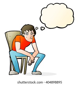 cartoon dejected man with thought bubble