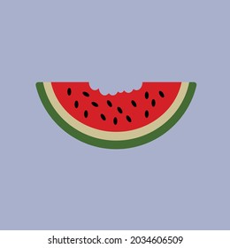 cartoon delicious fresh red bite marks watermelon